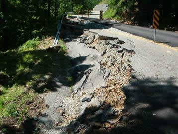 Landslide on road