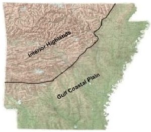 Physiographic Division Map of Arkansas