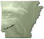 Gulf Coastal Plain in southwest Arkansas in parts of Clark, Pike, Hempstead, Howard, Sevier and Little River Counties; Texas, Oklahoma, (Louisiana?)